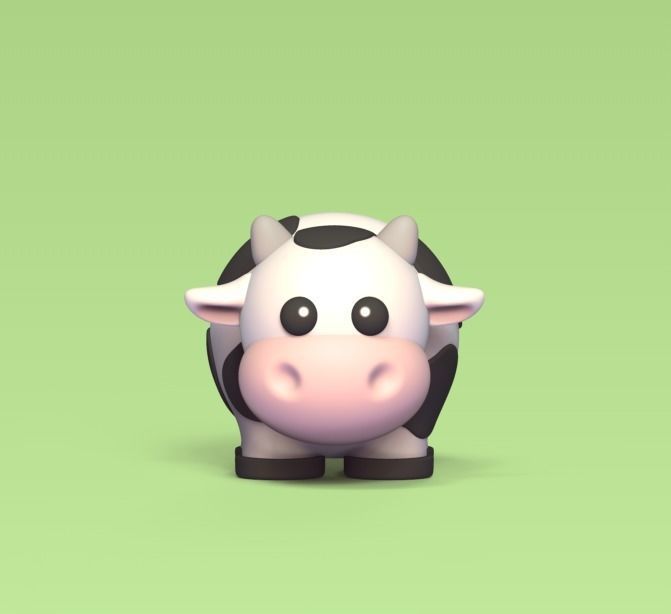 Round Cow 3D print model_1