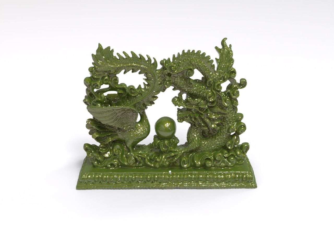 Dragon and phoenix statuette 3D print model_4