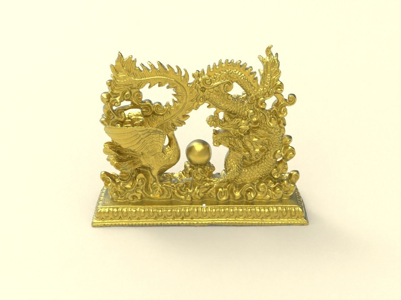 Dragon and phoenix statuette 3D print model_3