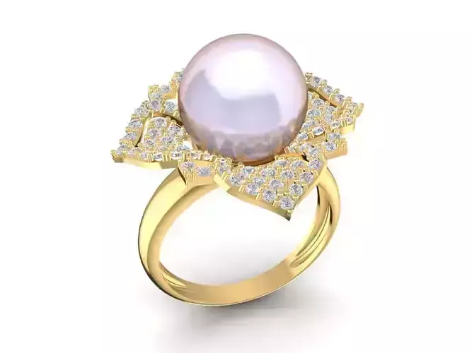 FLOWER RING WITH PEARL 1387