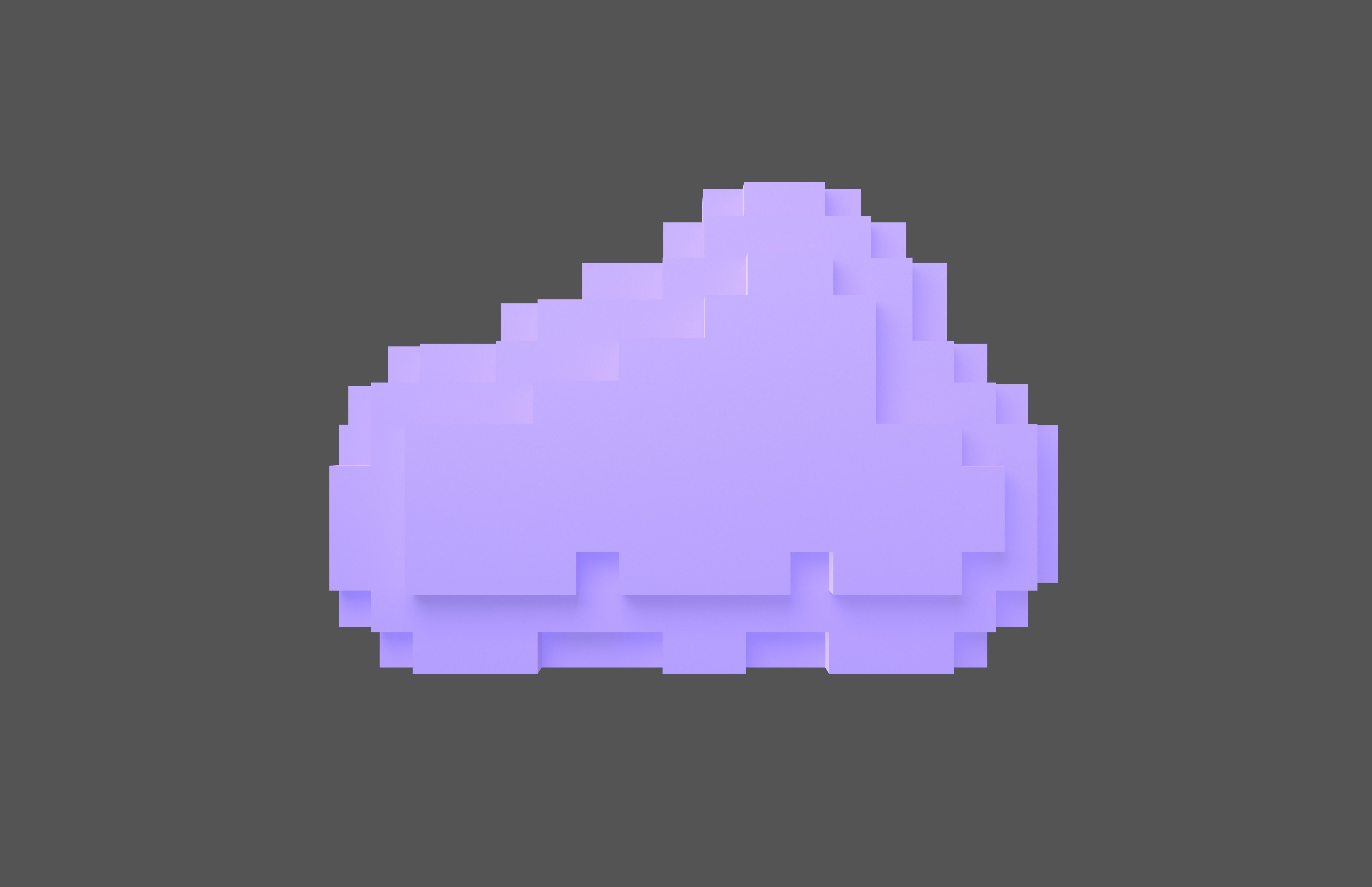 Voxel Style Cloud v1 Pack 01 Low-poly 3D model_13