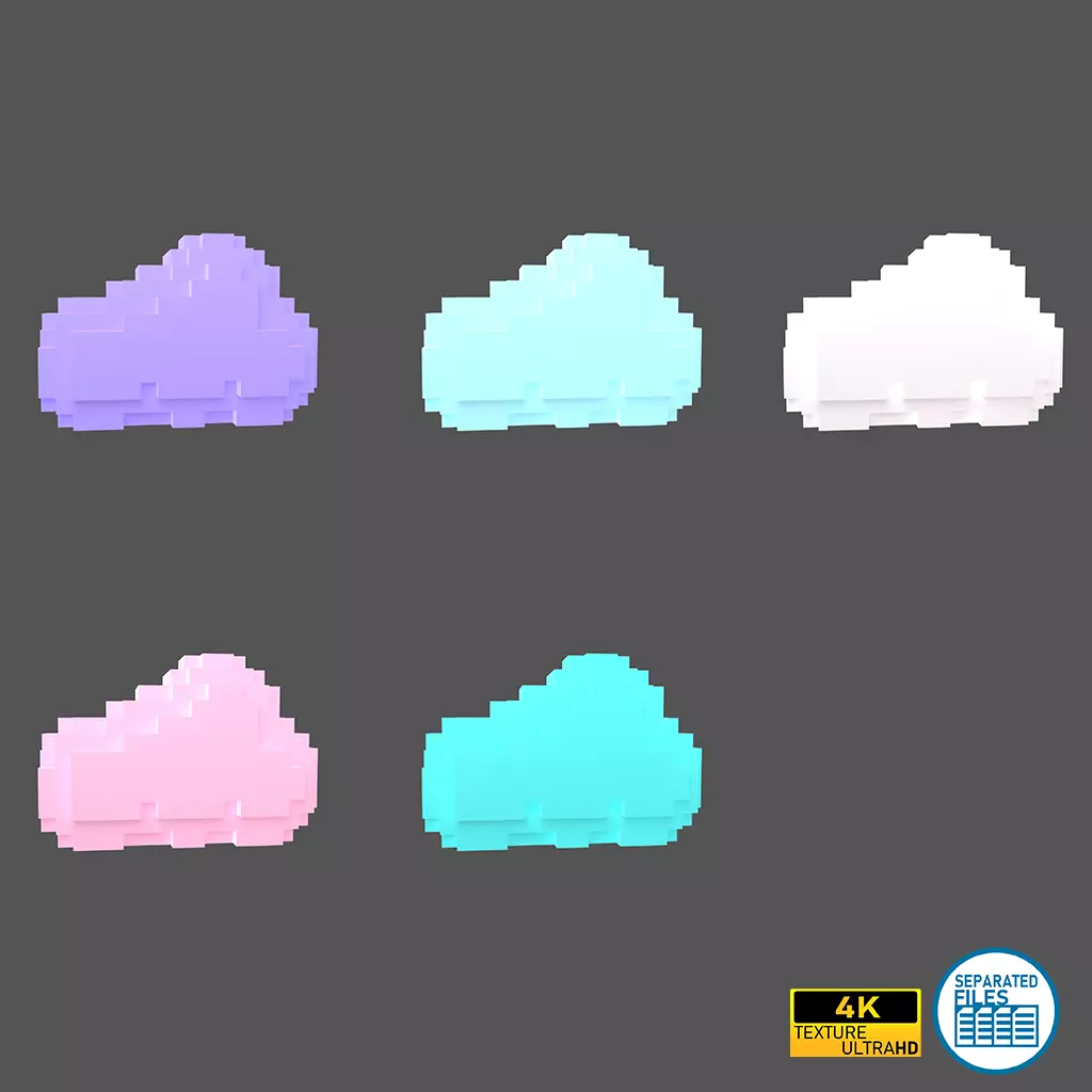 Voxel Style Cloud v1 Pack 01 Low-poly 3D model_0