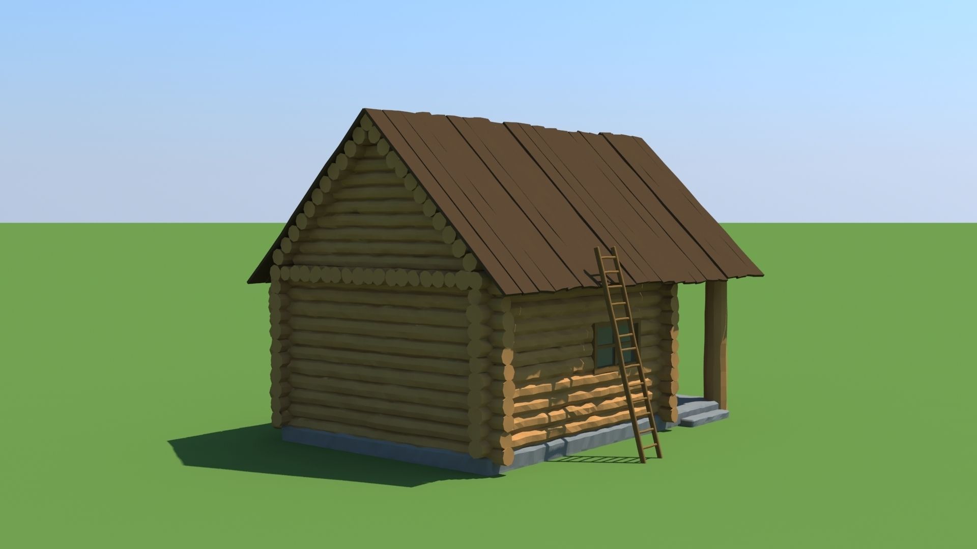 Wood House Low-poly 3D model_2