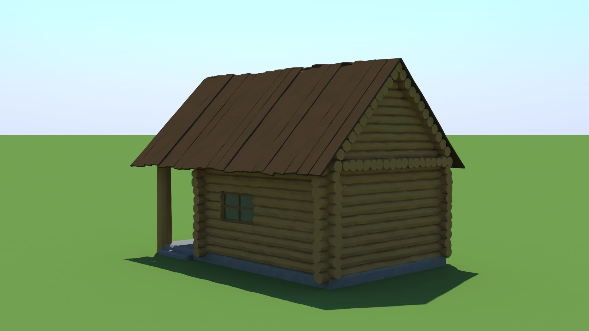 Wood House Low-poly 3D model_3