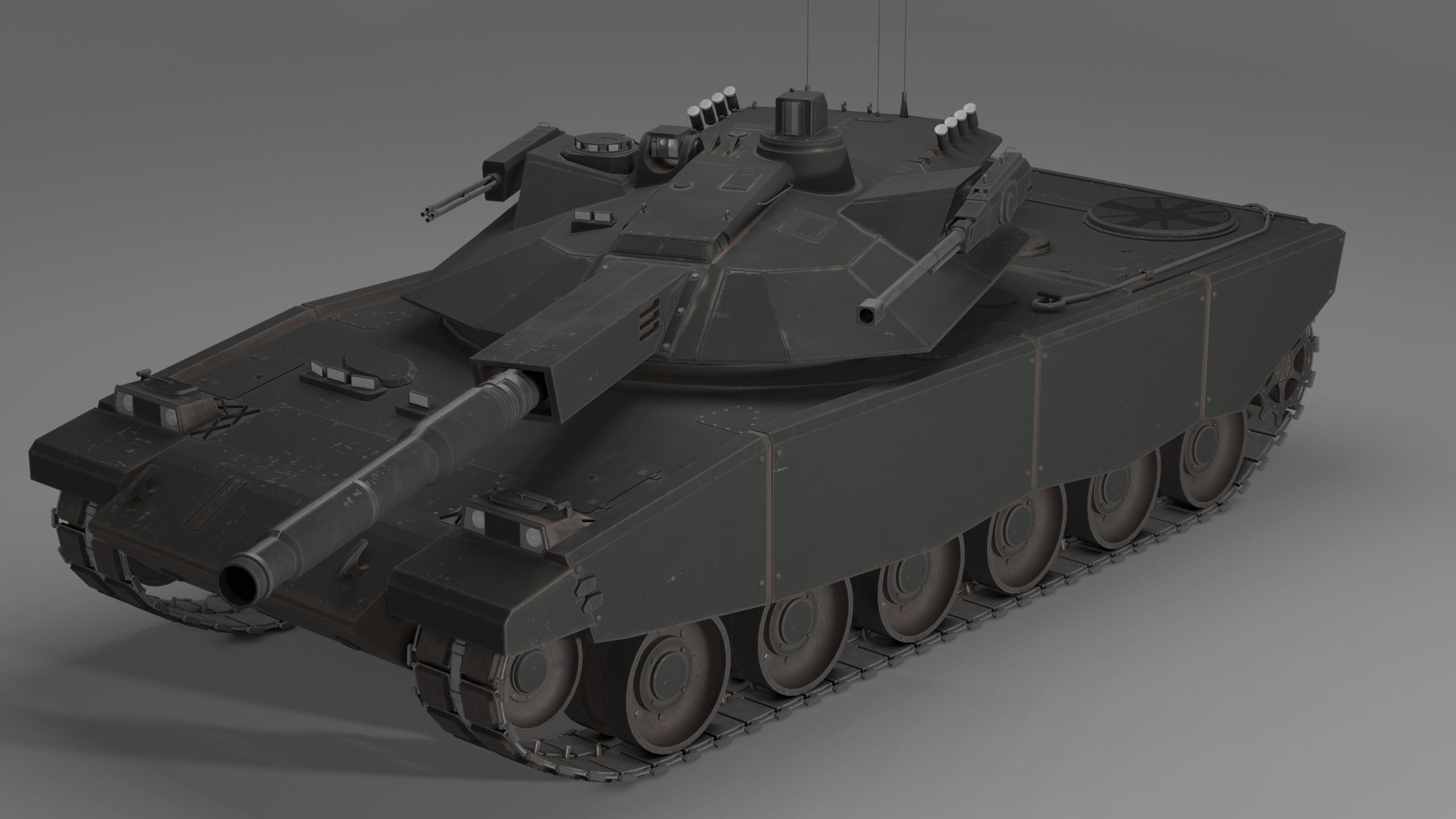 Modern MBT T-118 Jaguar Low-poly 3D model_11