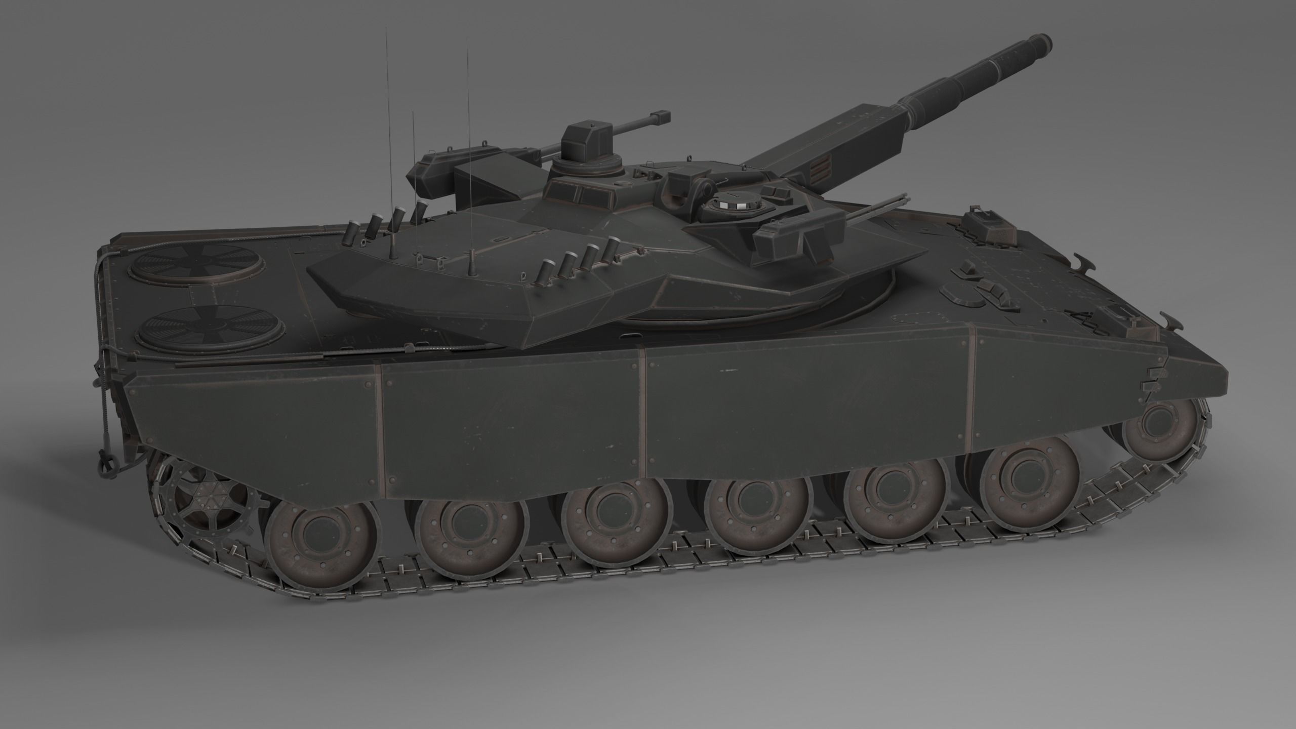 Modern MBT T-118 Jaguar Low-poly 3D model_9