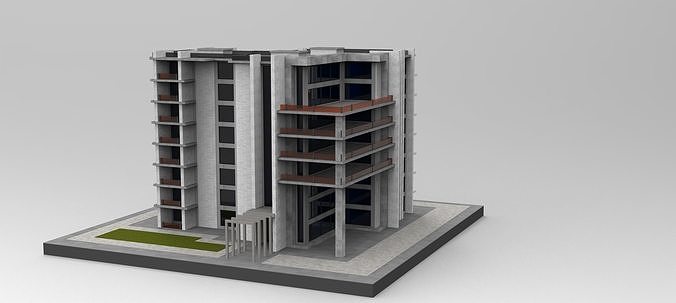 free residential complex modern apartment building in 3ds max Free 3D model