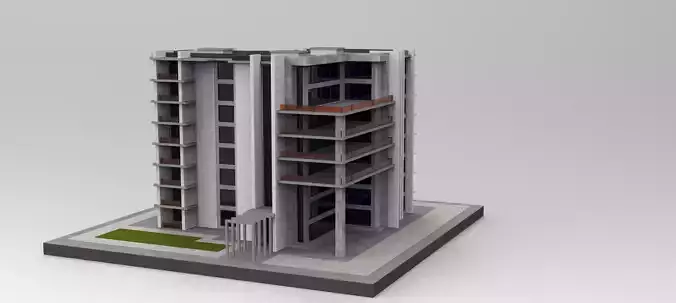 free residential complex modern apartment building in 3ds max