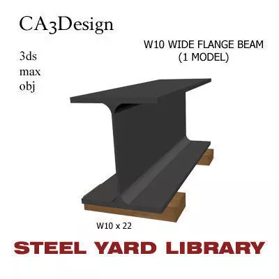 W10 Wide Flange Beam 3D model_0