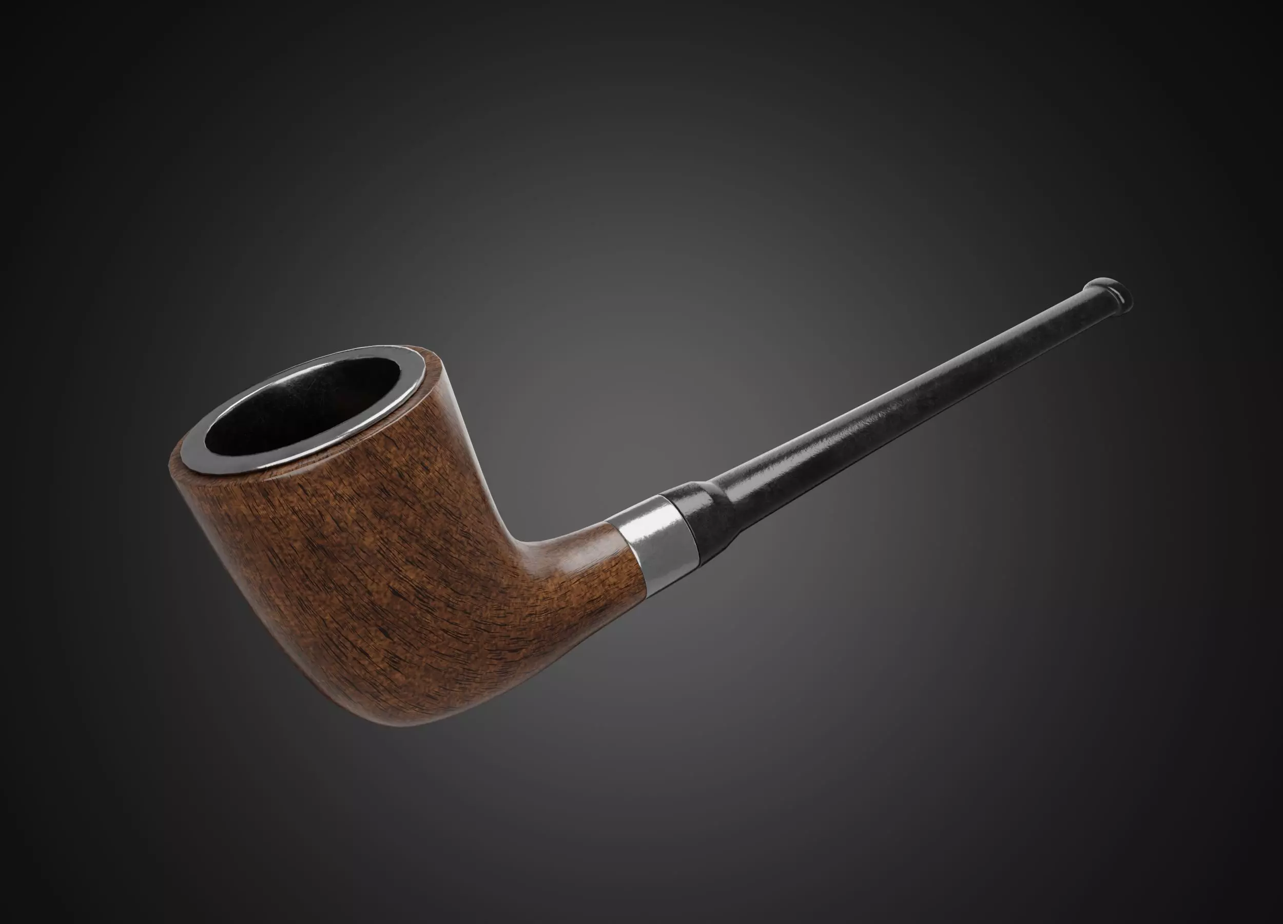 Vintage wooden tobacco pipe smoking 3D model_0