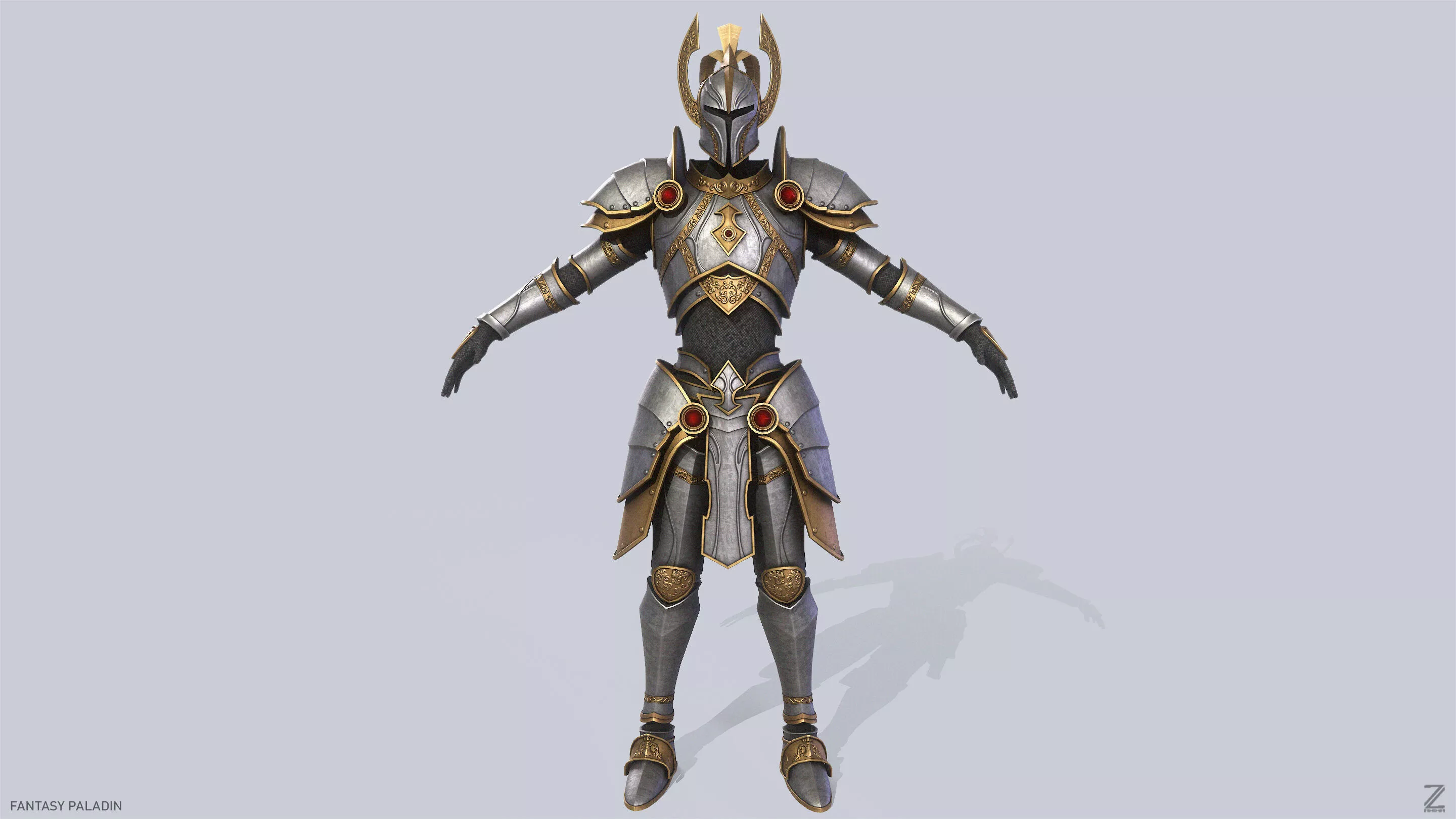 Fantasy paladin Low-poly 3D model