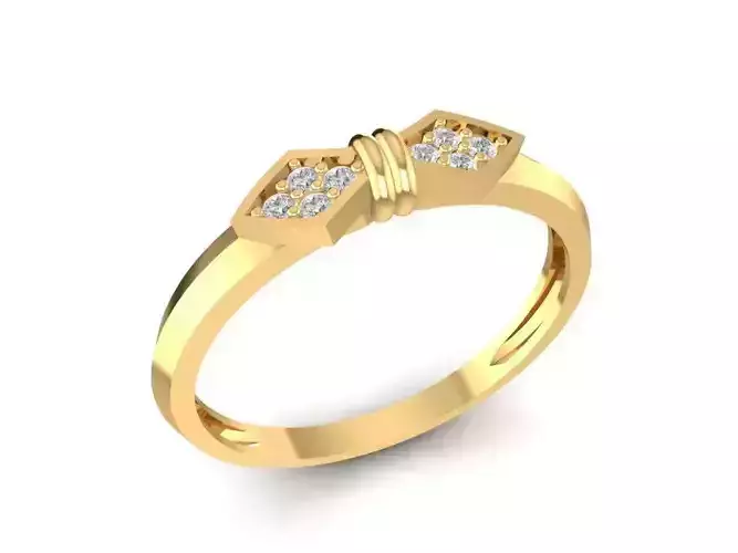 Cute Bow Diamond Ring for Women 3D Model 1430