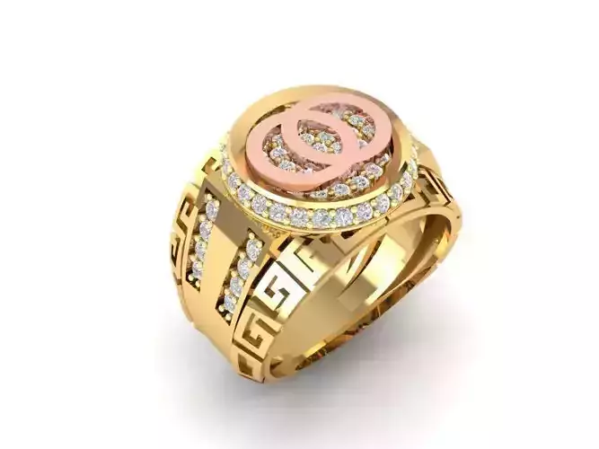 Luxury Geometric Diamond Men Ring 3D Model 1431