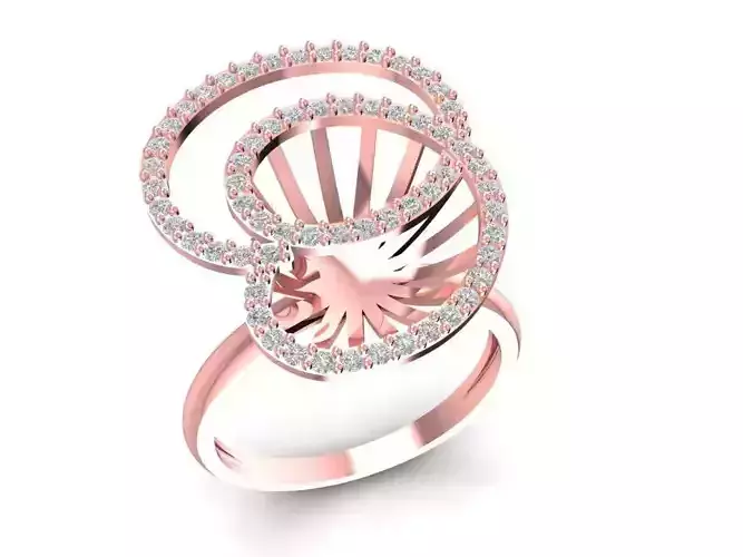 Art Spiral Diamond Ring 3D Model 1432