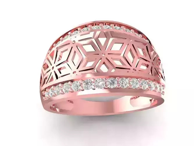 Geometric Hexagon Diamond Band Ring for Women 3D Model1433