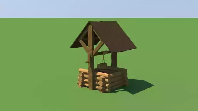 Wooden Well Low-poly 3D model
