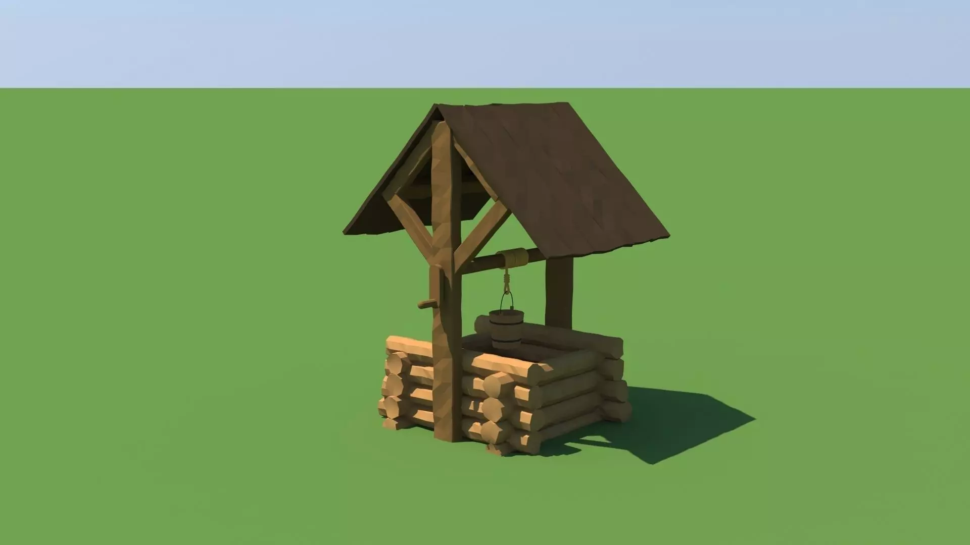 Wooden Well Low-poly 3D model_0