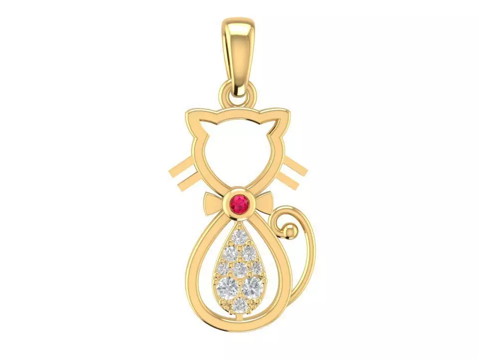 Cat Shaped Diamond Pendant 1436 3D print model