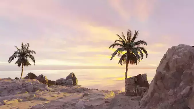 Realistic Beach 3D Model With textures Complete realistic 3D model