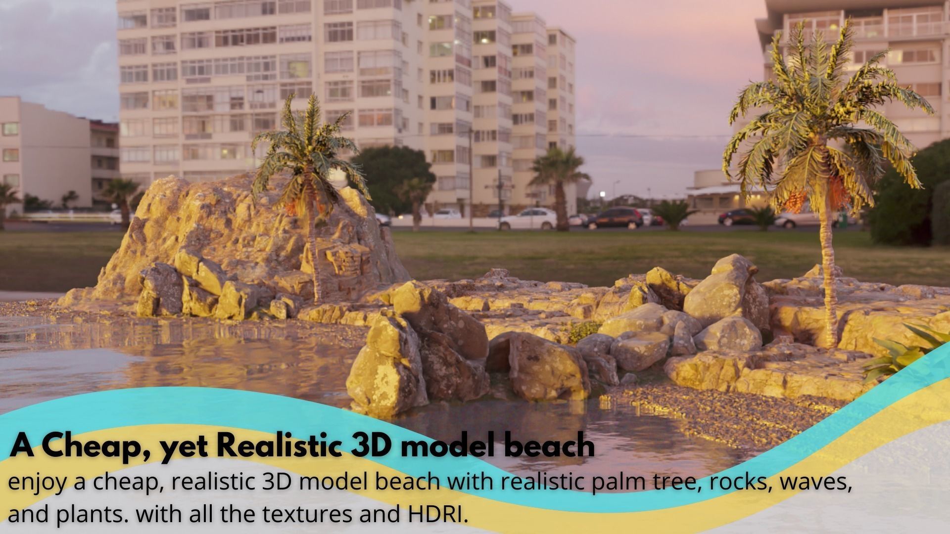 Realistic Beach 3D Model With textures Complete realistic 3D model_4