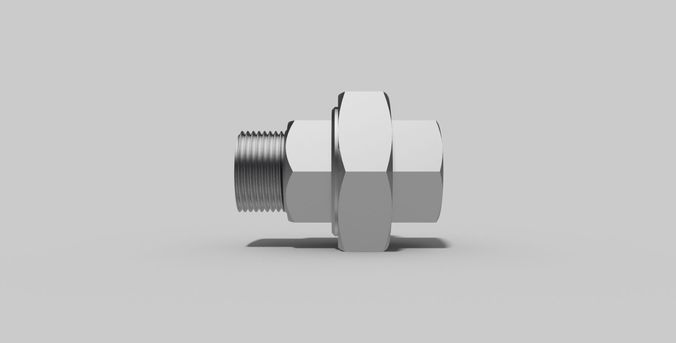 1 Inch BSP - Union male x female - Autodesk Inventor 3D model