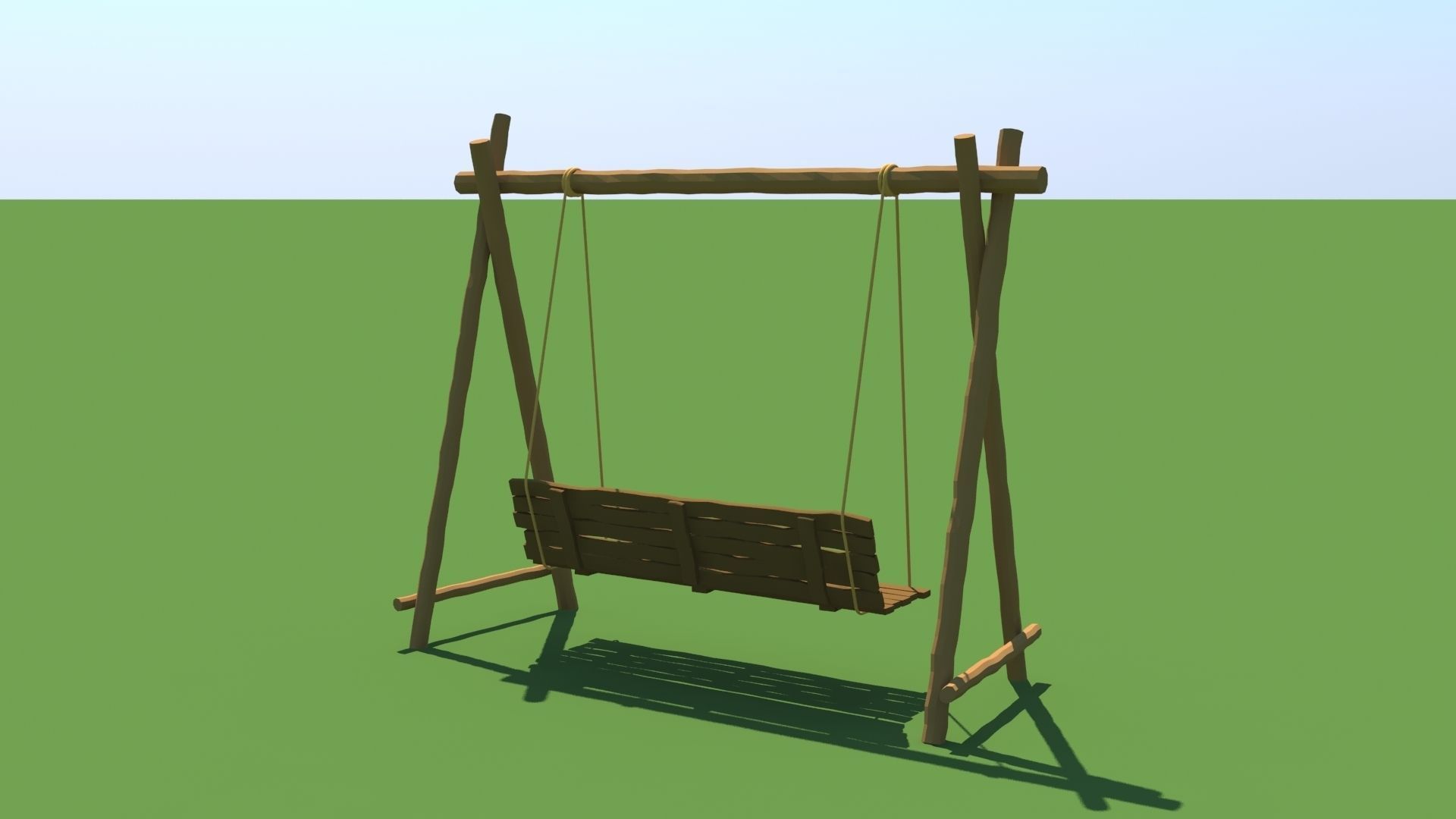 Wooden Swing 3D model_2
