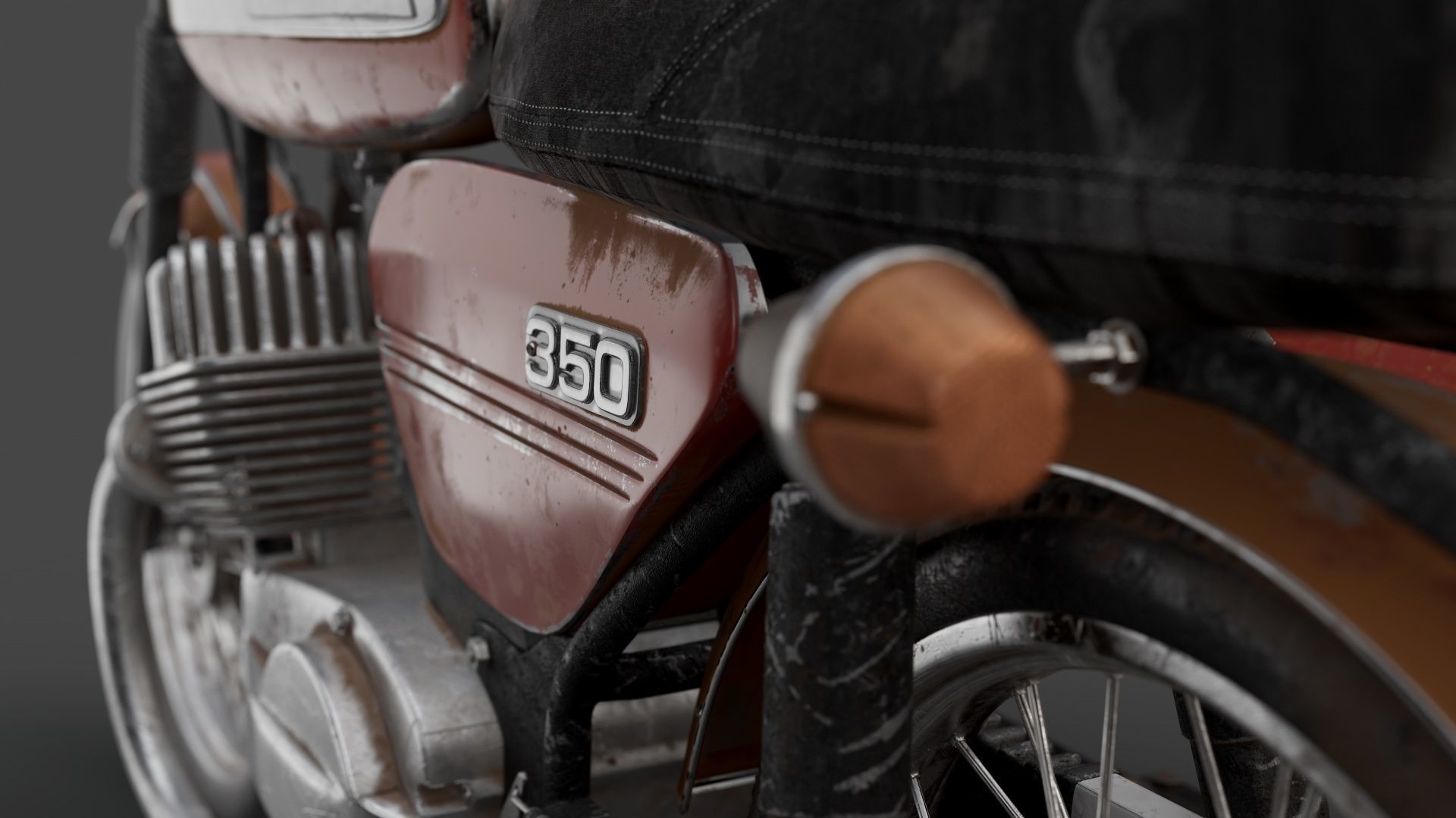 Motorcycle Jawa 350 with a sidecar 3D model_9
