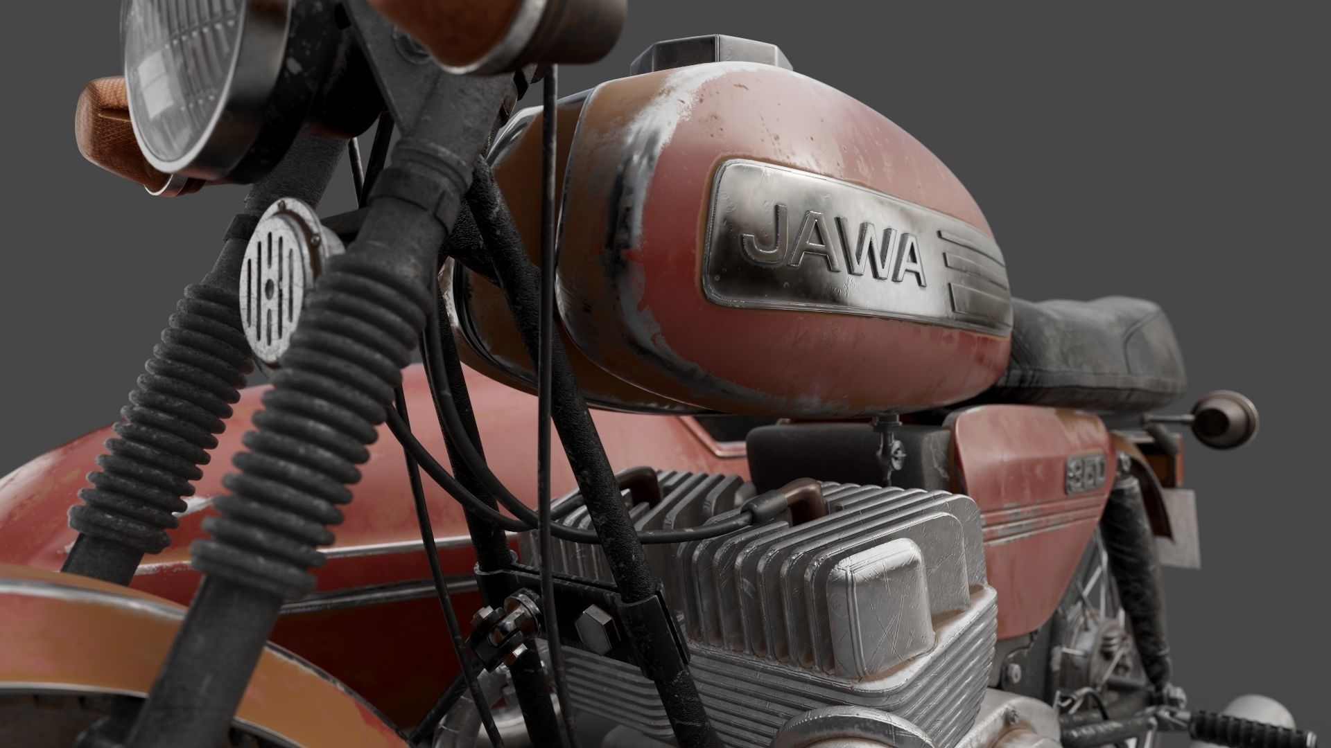 Motorcycle Jawa 350 with a sidecar 3D model_7