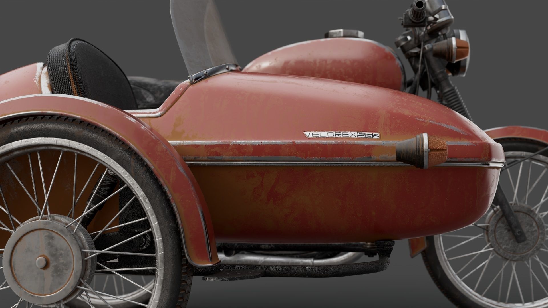 Motorcycle Jawa 350 with a sidecar 3D model_6