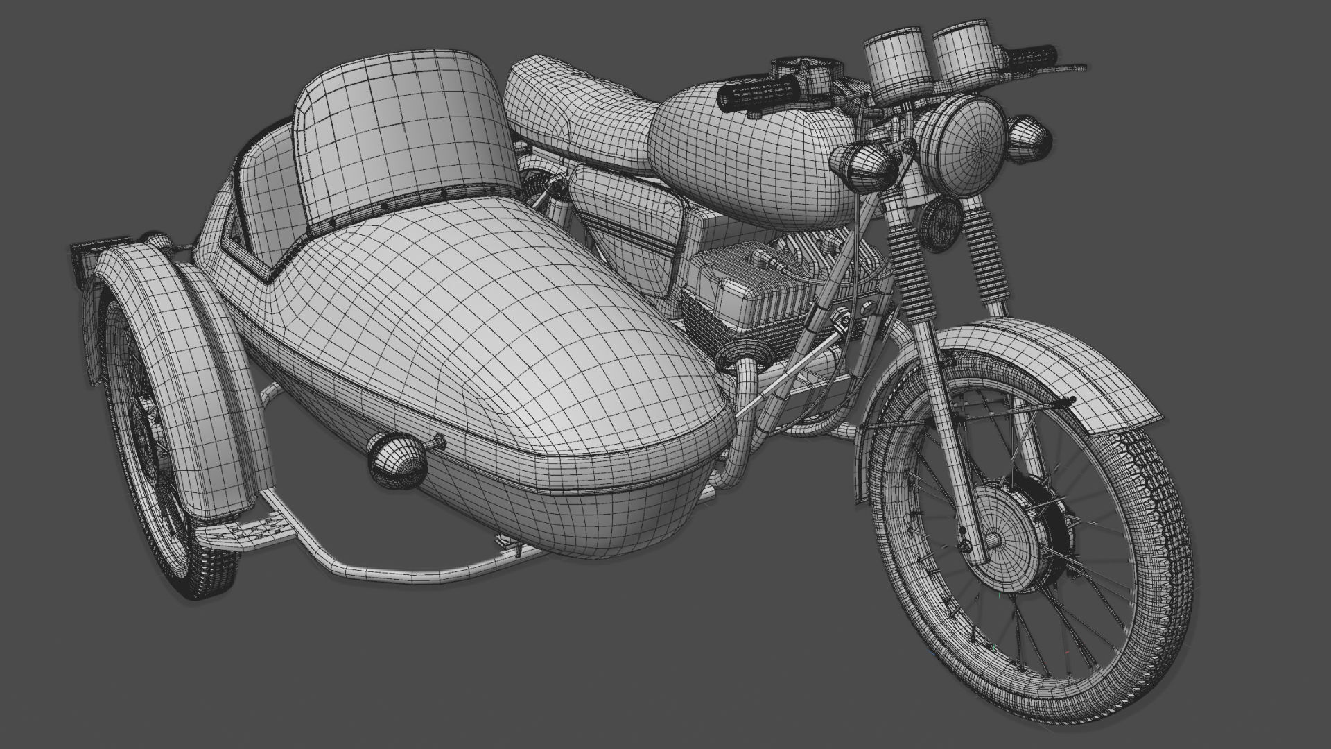 Motorcycle Jawa 350 with a sidecar 3D model_13
