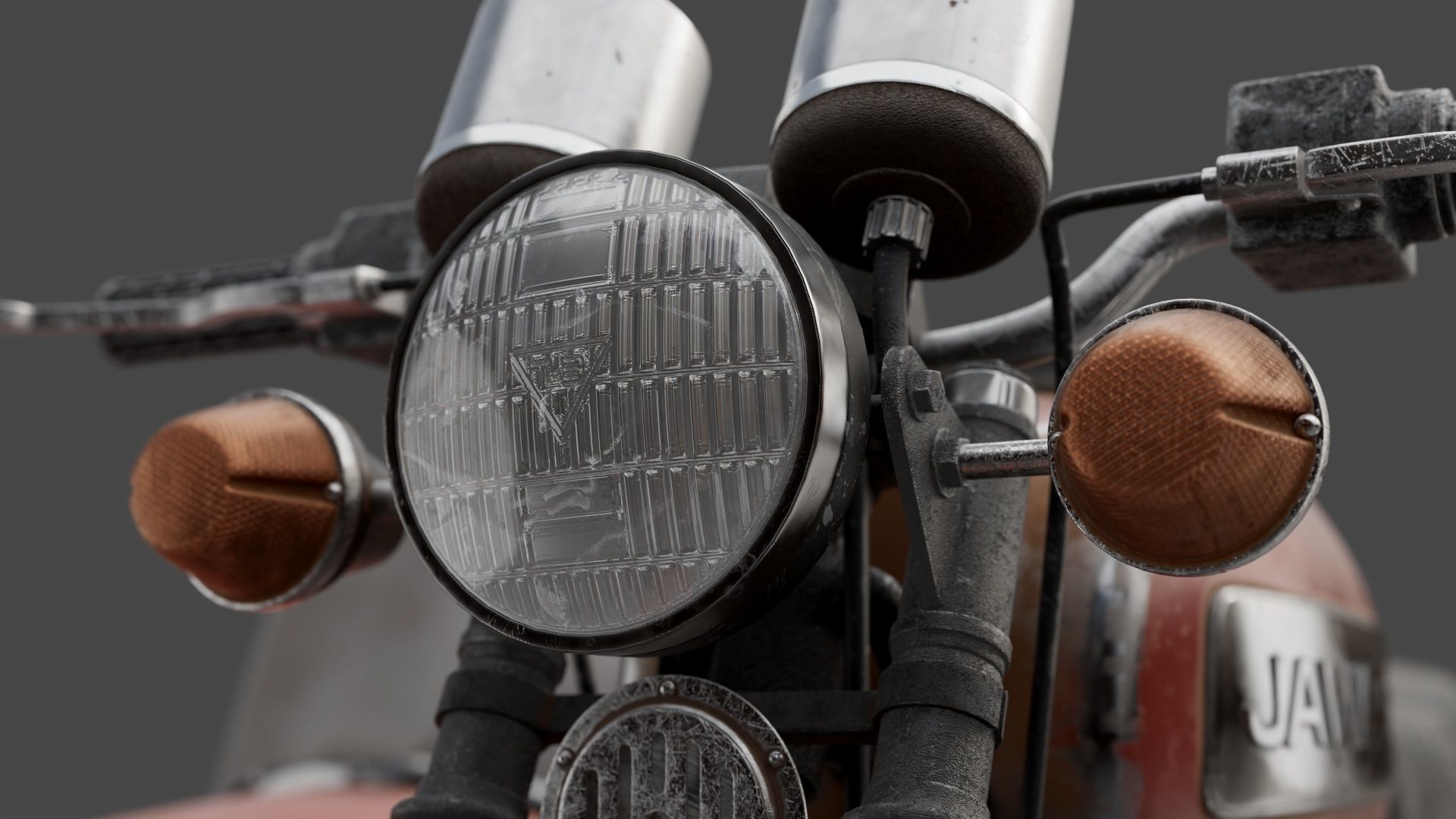 Motorcycle Jawa 350 with a sidecar 3D model_4