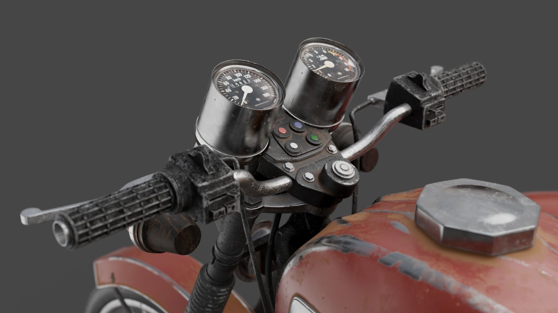 Motorcycle Jawa 350 with a sidecar 3D model_8