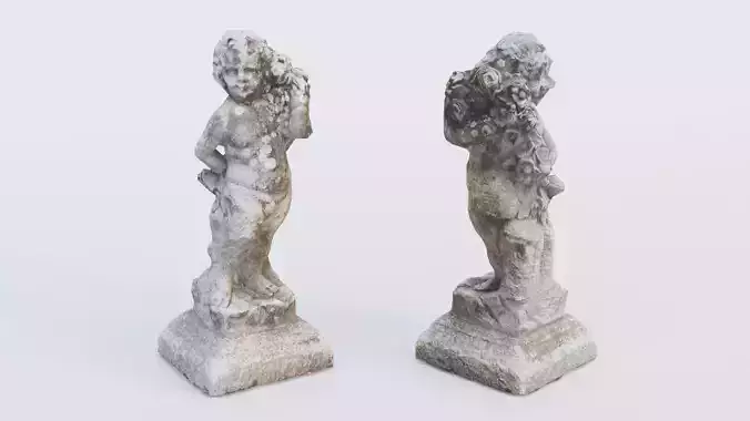 Weathered Cherub Angel Statue Low-poly 3D model