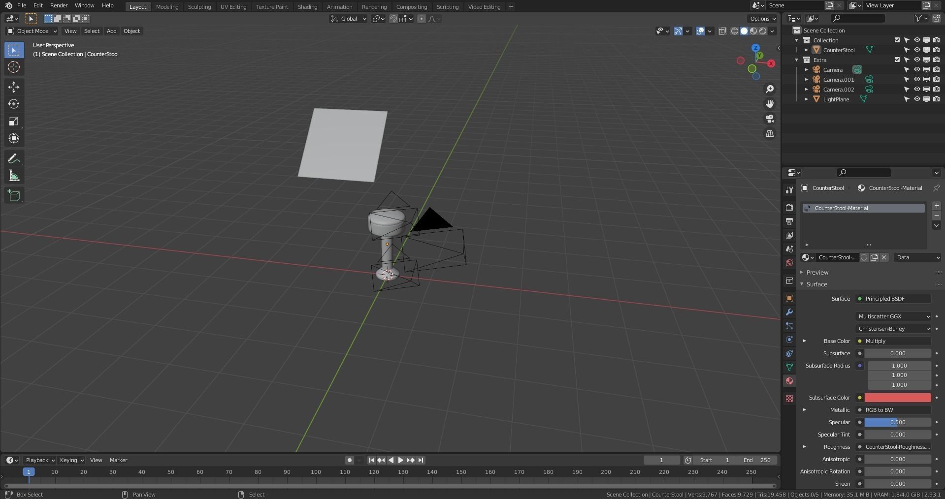 Counter Stool Low-poly 3D model_7