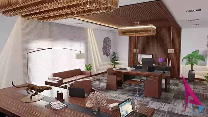 Office Interior design Blender Cycles 3d Scene 