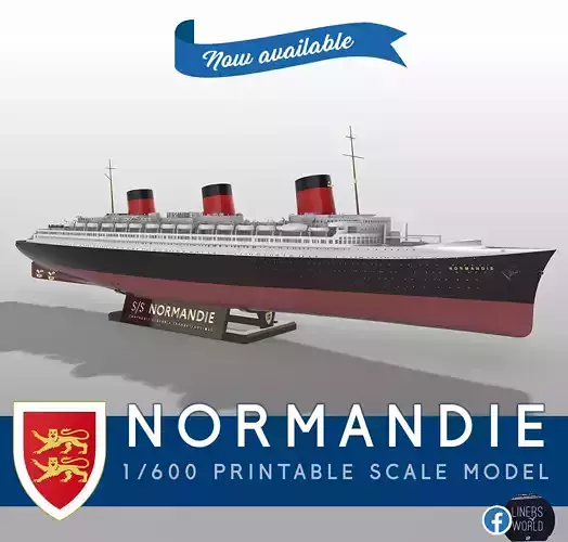 SS Normandie ocean liner 1-600 scale printable model kit 3D print model