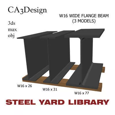W16 Wide Flange Beam 3D model_0