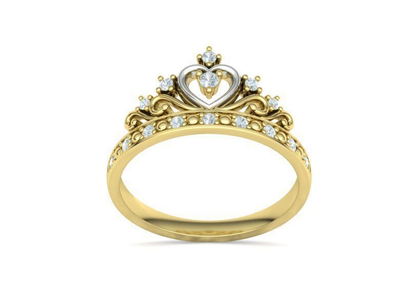 Princess  Royal Crown Diamond Ring Tiara Women Ring 3dmodel 3D print model_14