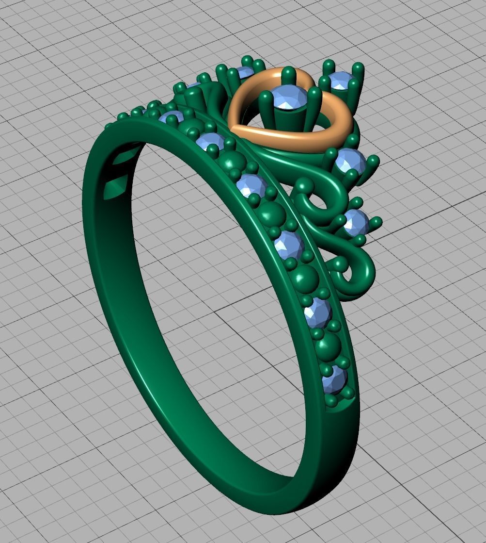 Princess  Royal Crown Diamond Ring Tiara Women Ring 3dmodel 3D print model_22
