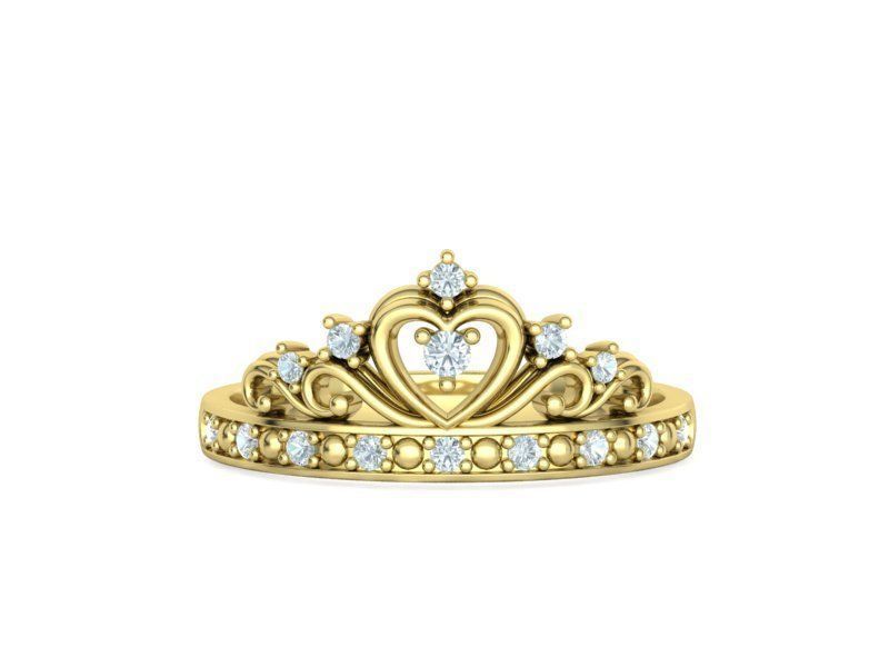 Princess  Royal Crown Diamond Ring Tiara Women Ring 3dmodel 3D print model_8