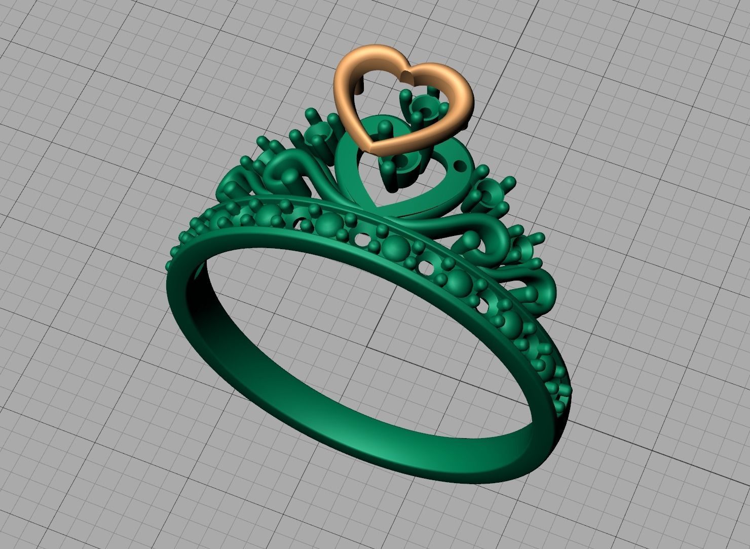 Princess  Royal Crown Diamond Ring Tiara Women Ring 3dmodel 3D print model_16