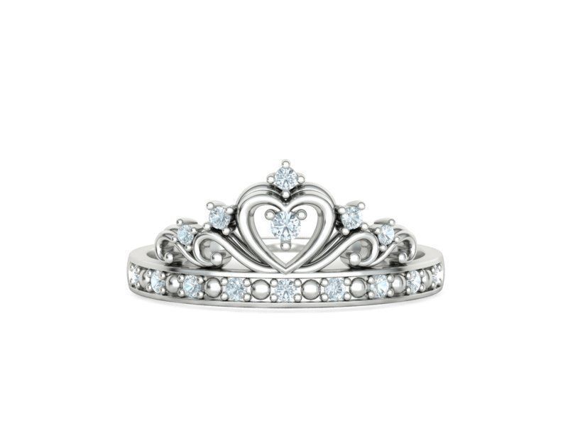 Princess  Royal Crown Diamond Ring Tiara Women Ring 3dmodel 3D print model_7