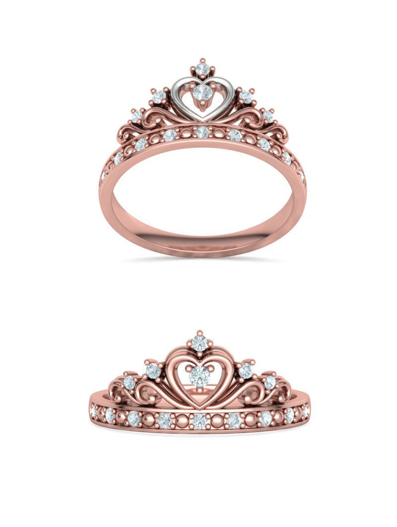 Princess  Royal Crown Diamond Ring Tiara Women Ring 3dmodel 3D print model_28