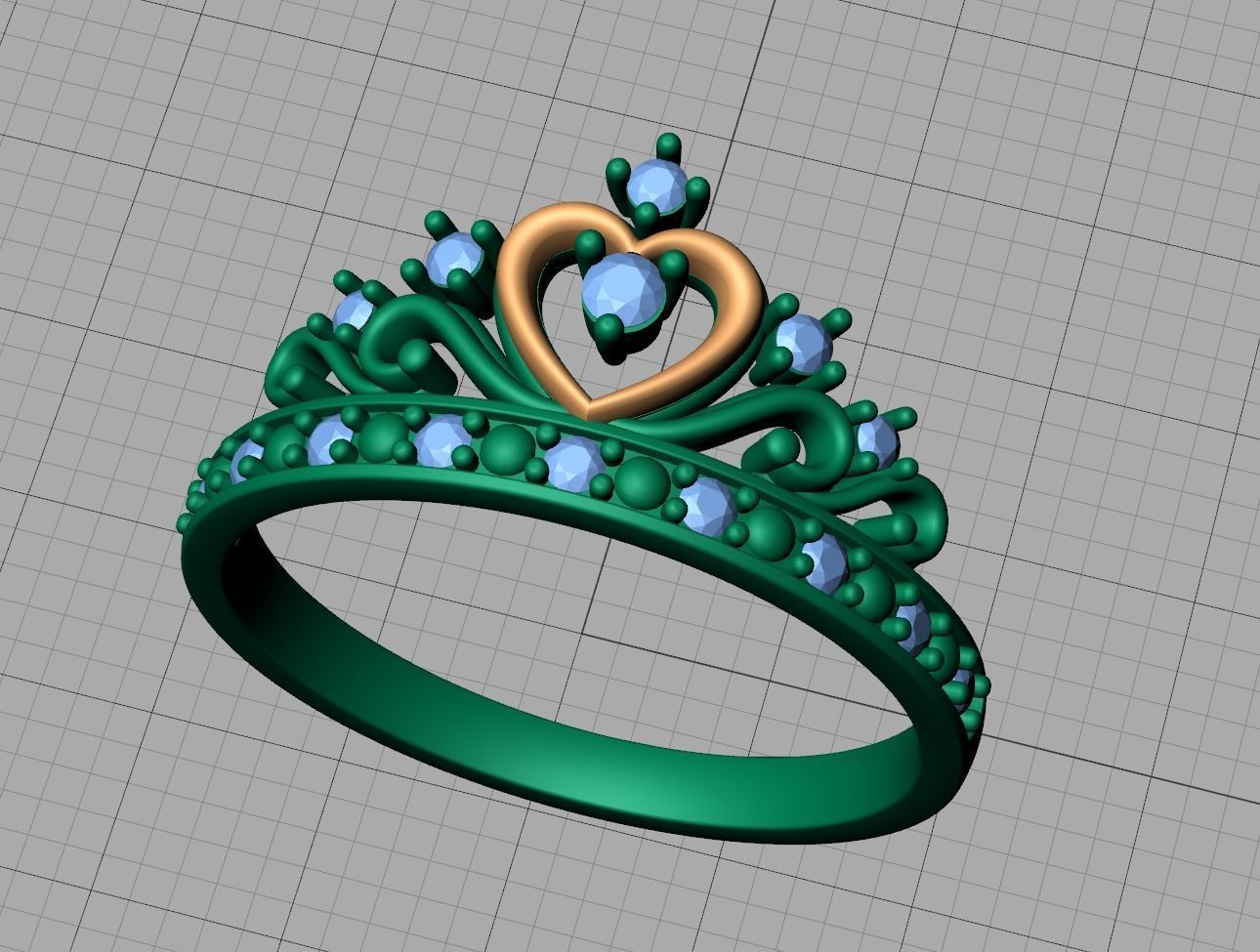 Princess  Royal Crown Diamond Ring Tiara Women Ring 3dmodel 3D print model_25