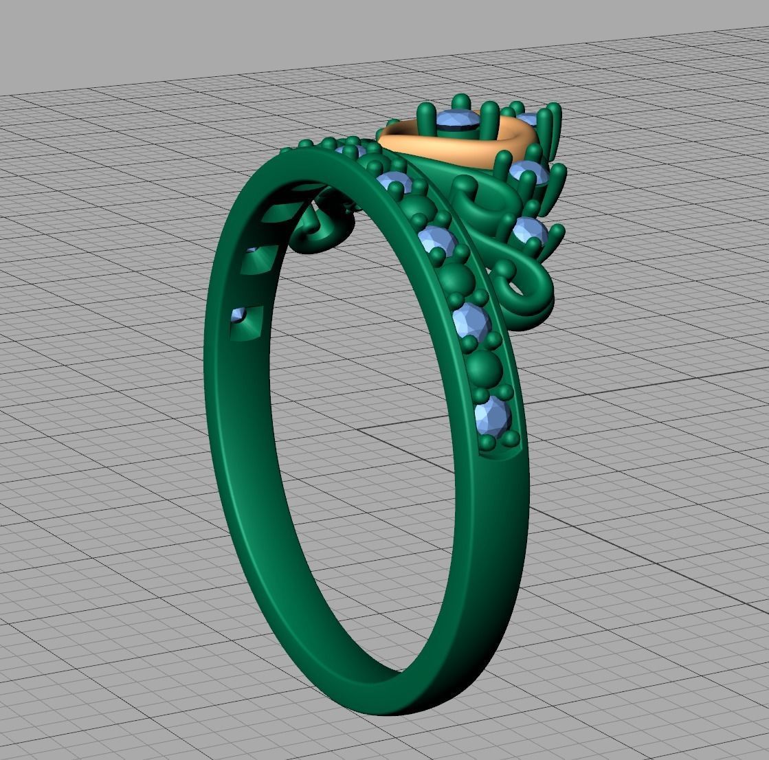 Princess  Royal Crown Diamond Ring Tiara Women Ring 3dmodel 3D print model_24