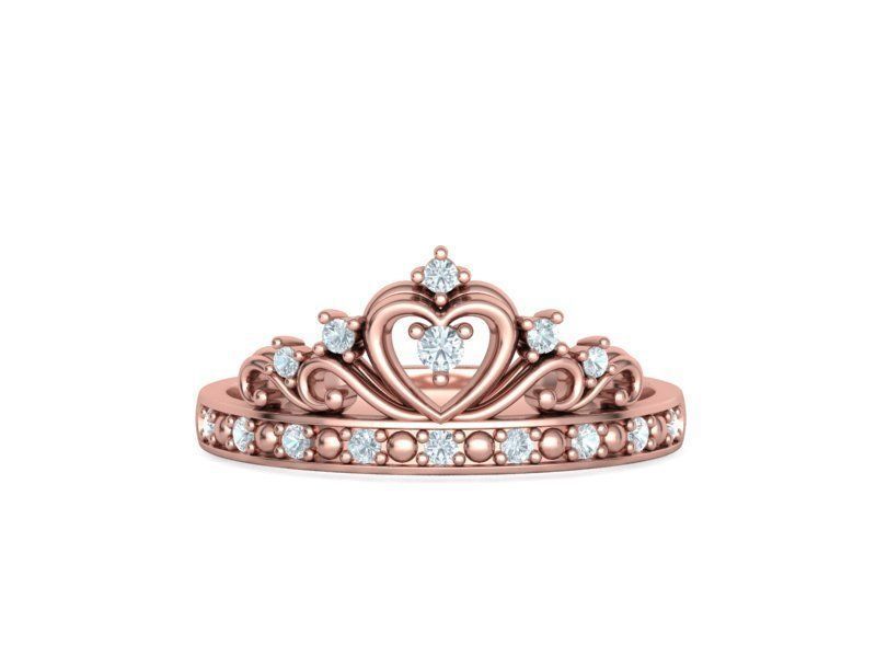 Princess  Royal Crown Diamond Ring Tiara Women Ring 3dmodel 3D print model_6