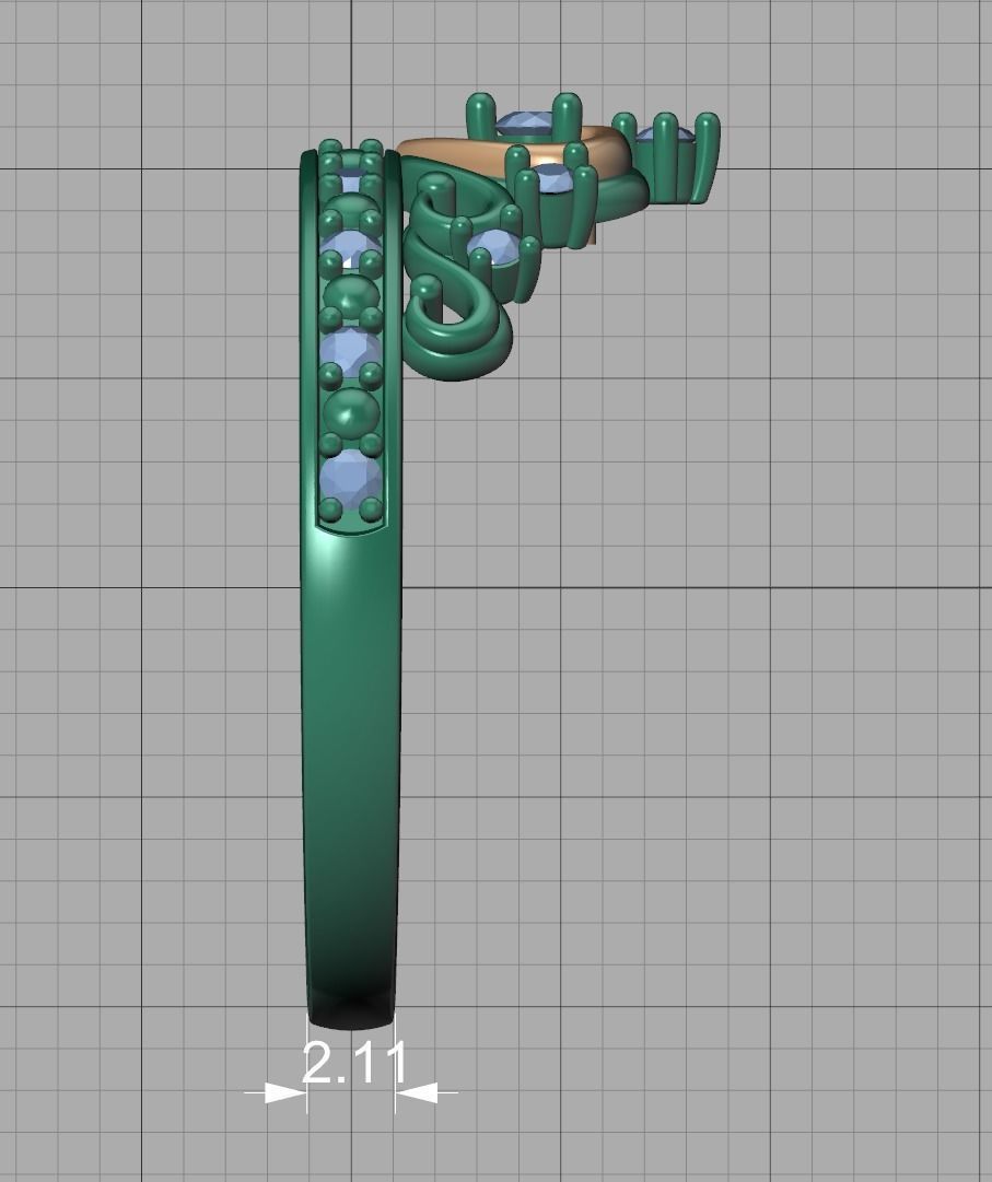 Princess  Royal Crown Diamond Ring Tiara Women Ring 3dmodel 3D print model_20