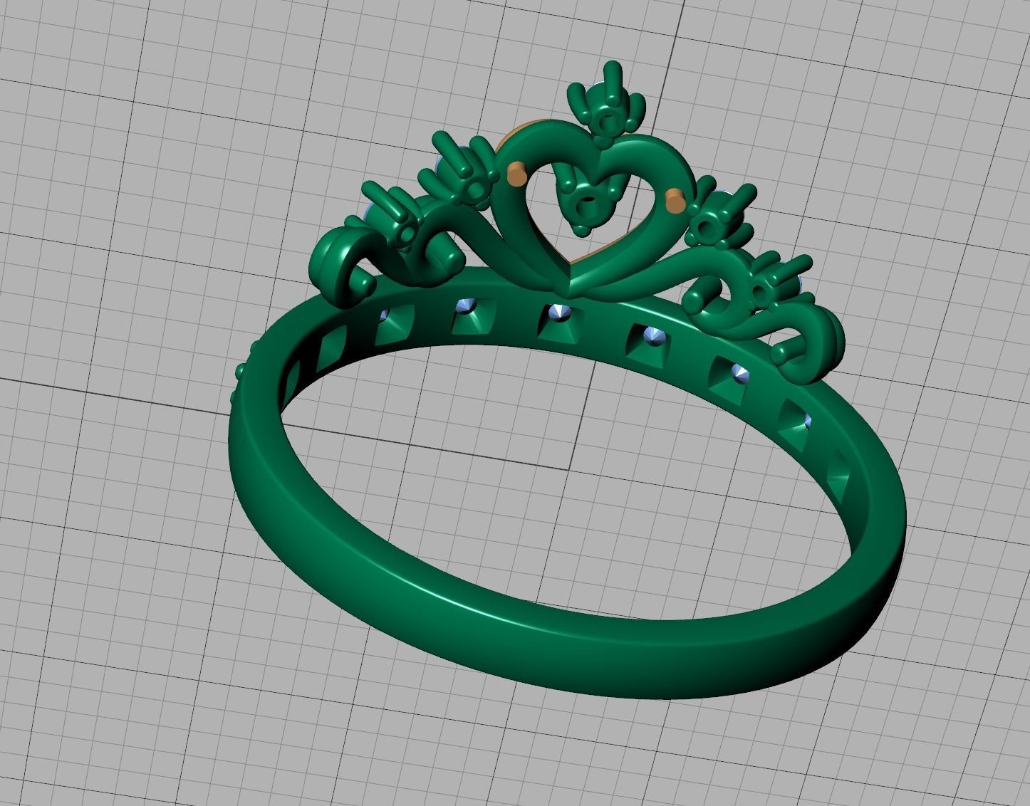 Princess  Royal Crown Diamond Ring Tiara Women Ring 3dmodel 3D print model_23