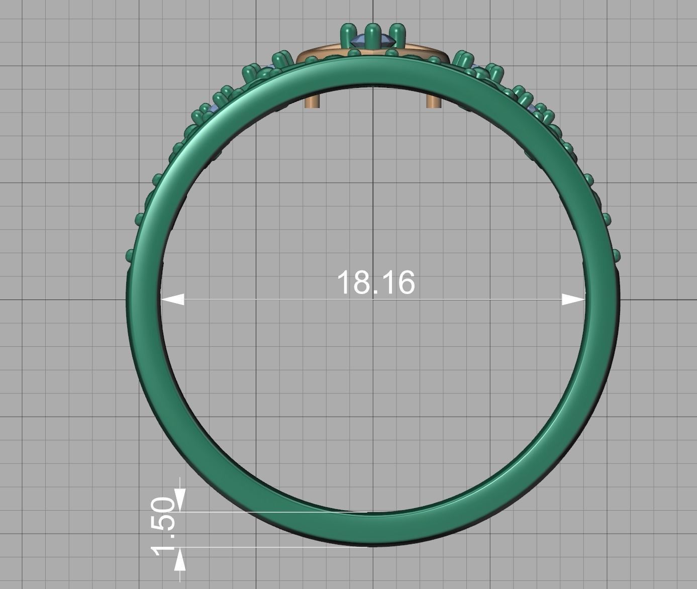 Princess  Royal Crown Diamond Ring Tiara Women Ring 3dmodel 3D print model_19