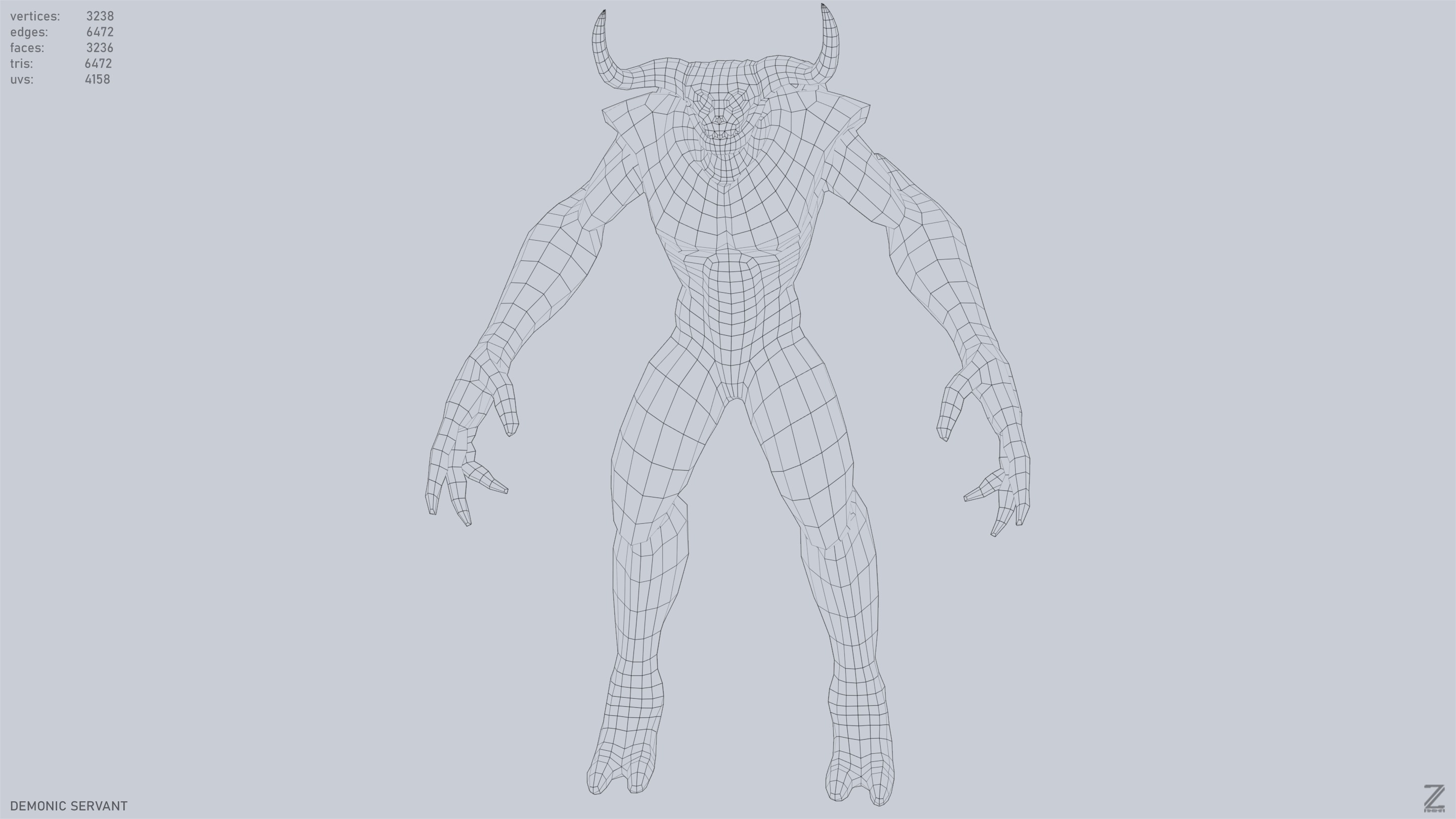 Demonic servant Low-poly 3D model_16